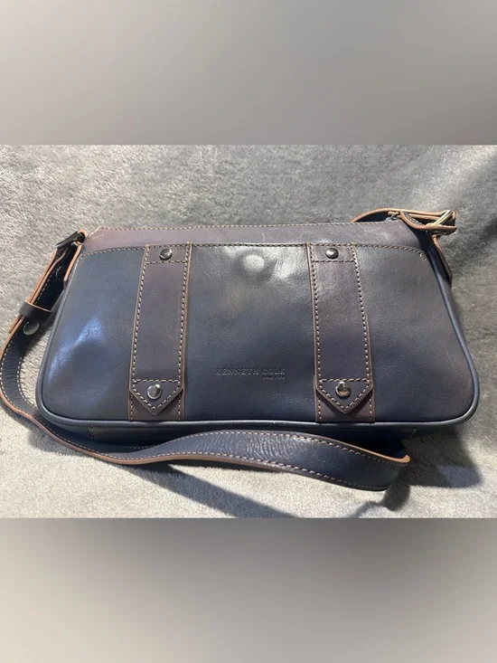 Kenneth Cole Two Tone Leather Buckle Bag w/ Silver Hardware - Picture 6 of 8